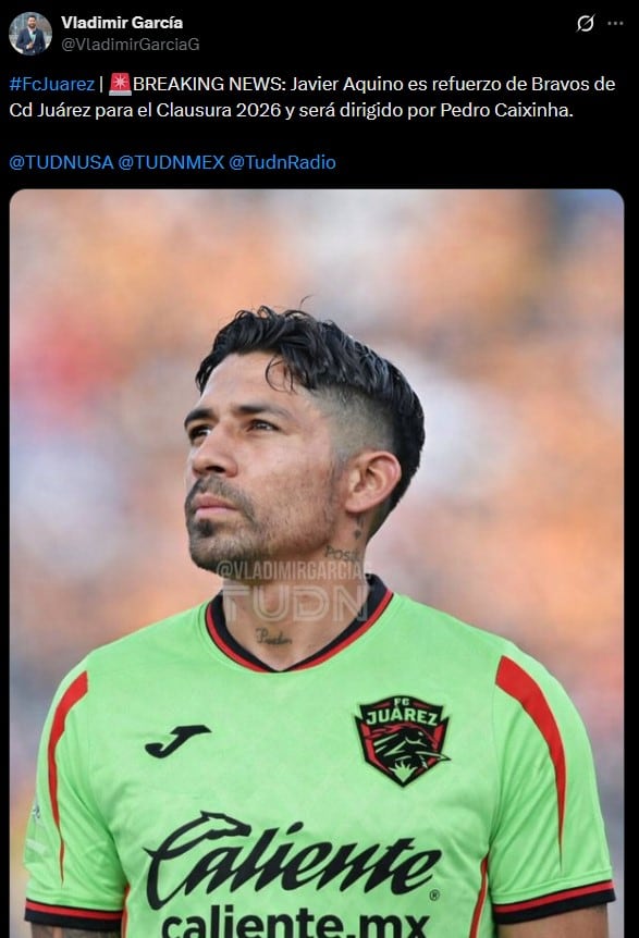 Javier Aquino llega a FC Juárez