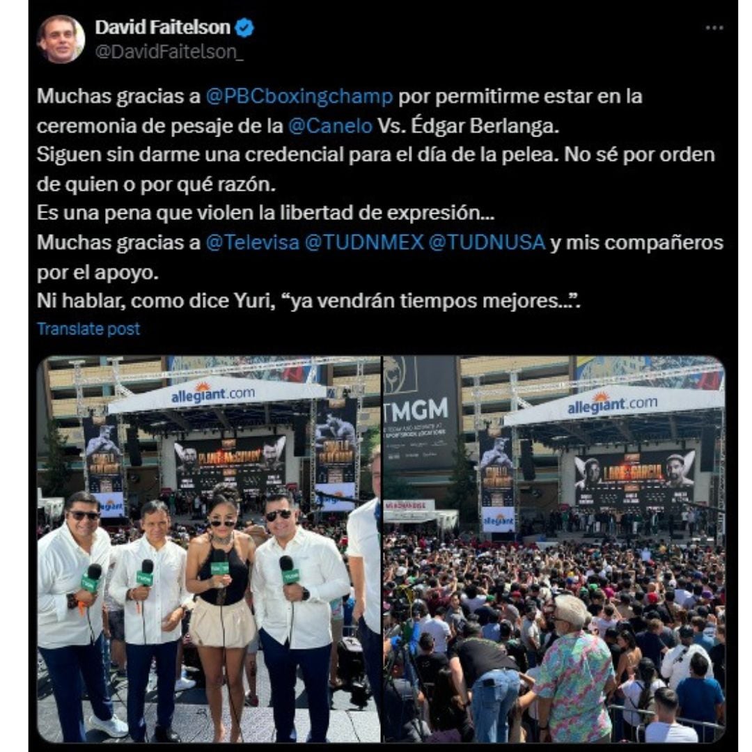 Mensaje de David Faitelson.