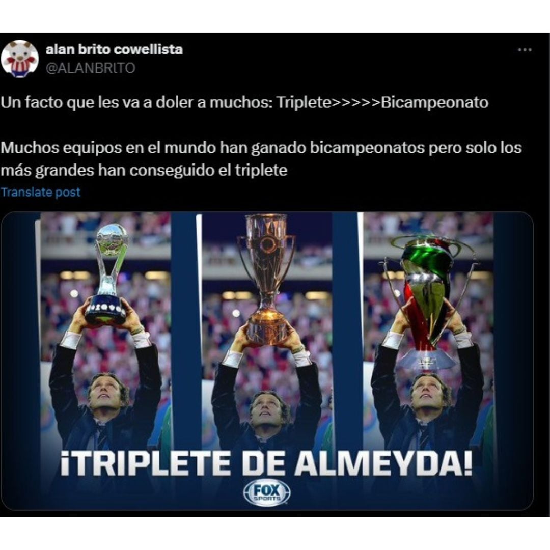 Fan de Chivas compara "triplete" de Chivas con bicampeonato de América.