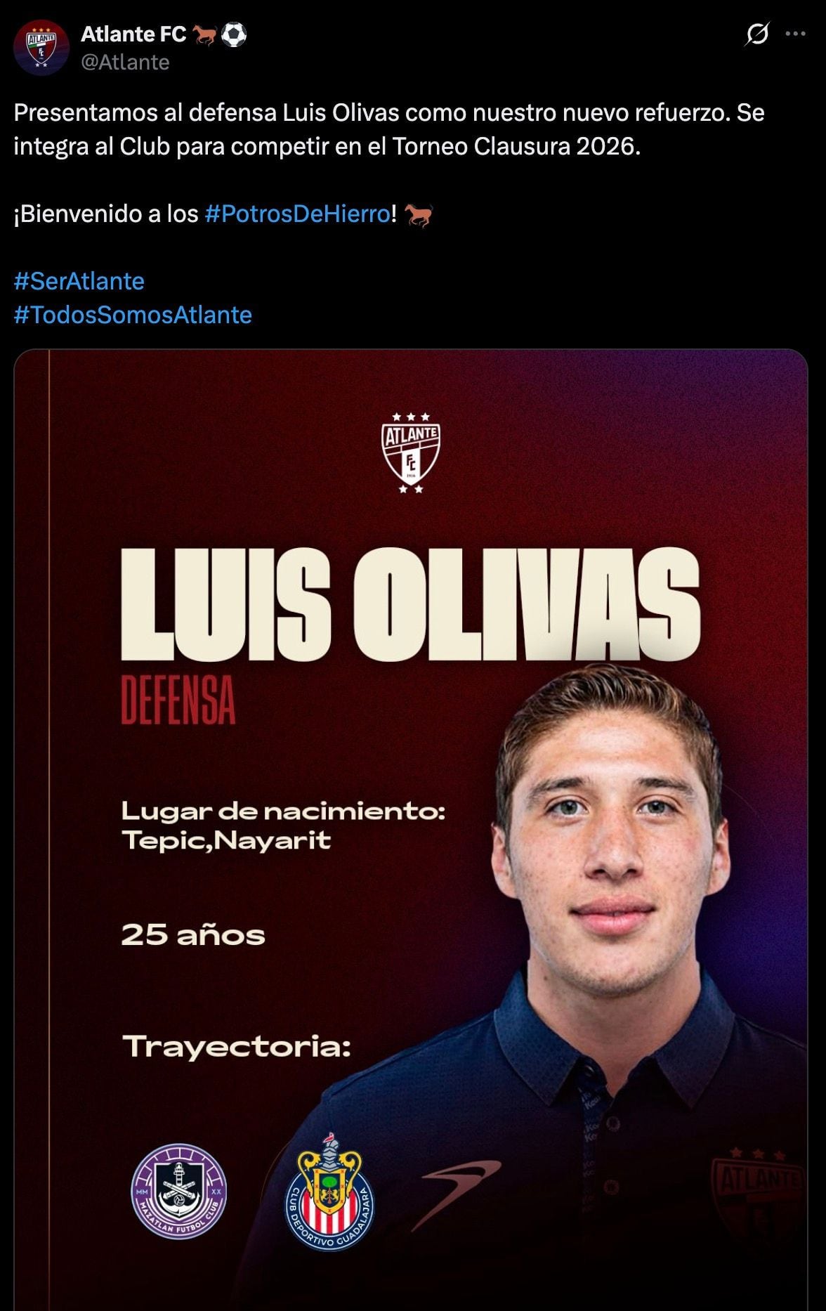 Joya de Chivas refuerza al Atlante; fue seleccionado nacional.