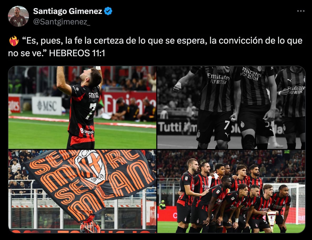 Santiago Giménez tras anotar su primer gol de la temporada