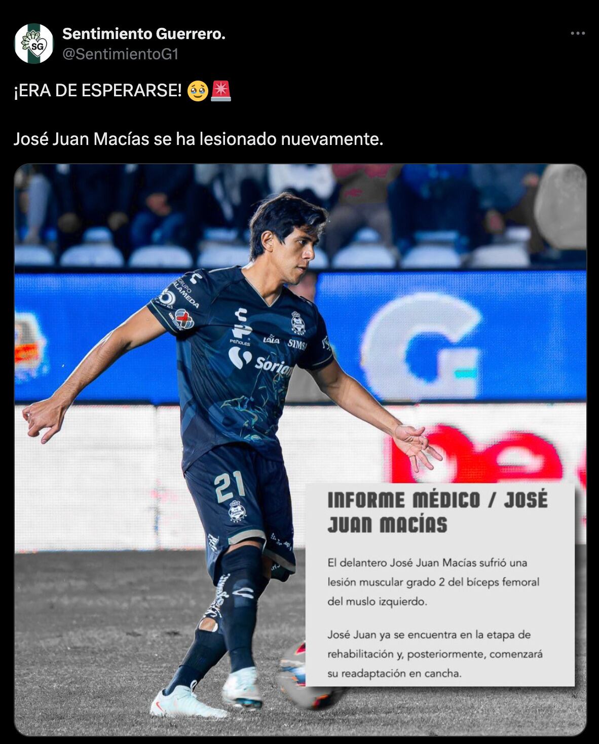 José Juan Macías sufre lesión