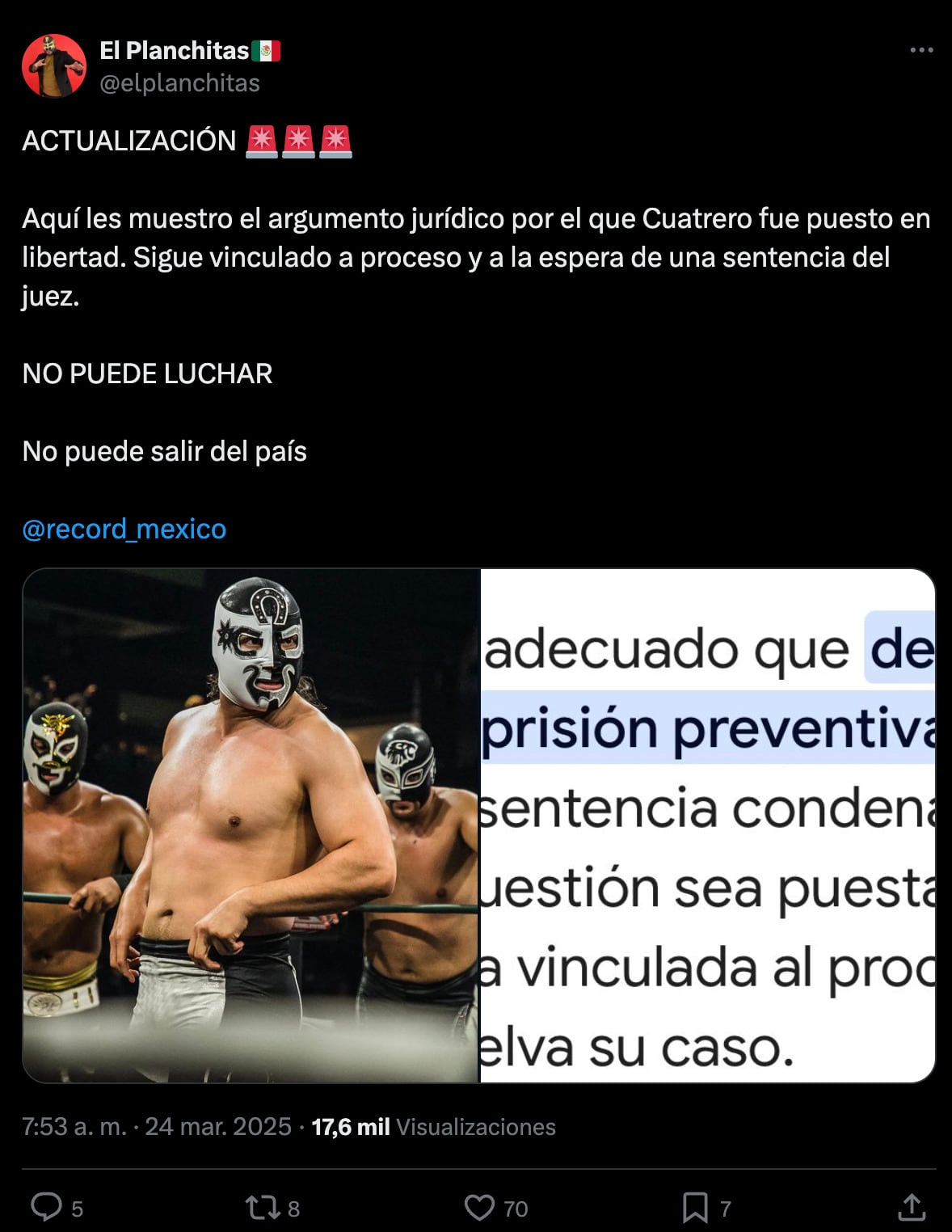 Cuatrero es puesto en libertad