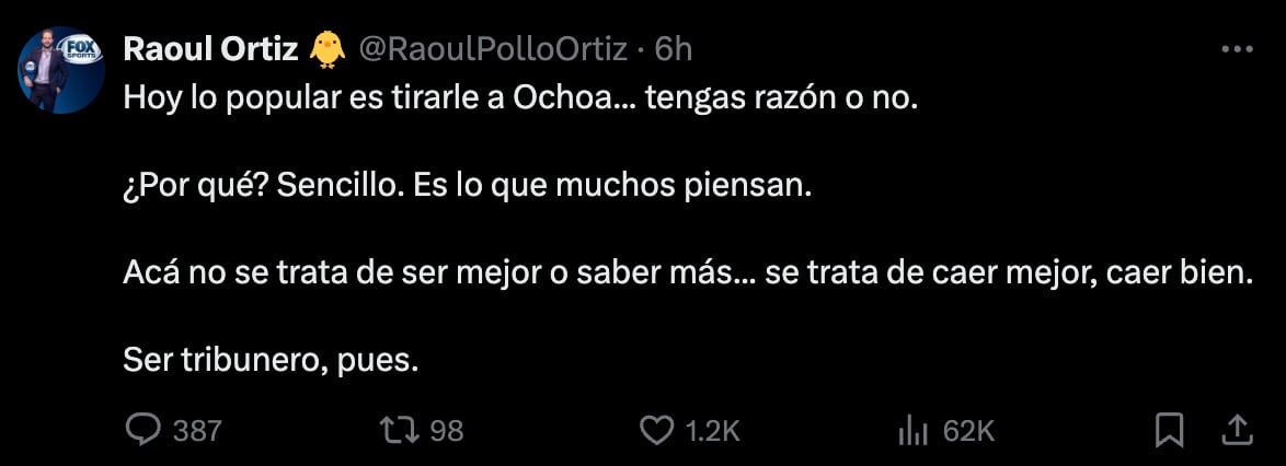 Revientan a Andrés Vaca por criticar a Memo Ochoa