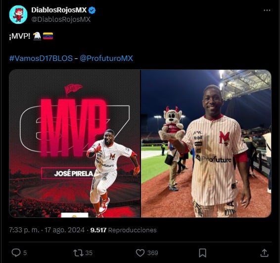 José Pirela, MVP en el juego 2 entre Diablos y Leones.