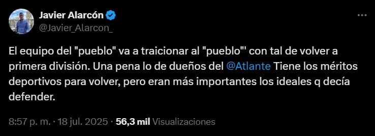 Javier Alarcón se lanza con todo contra el Atlante