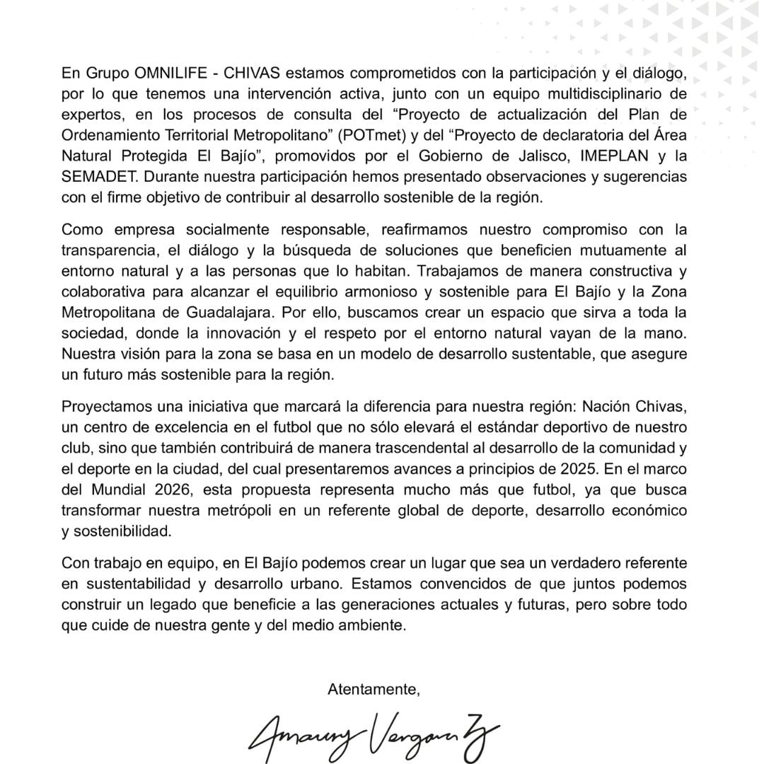 Comunicado de Amaury Vergara.