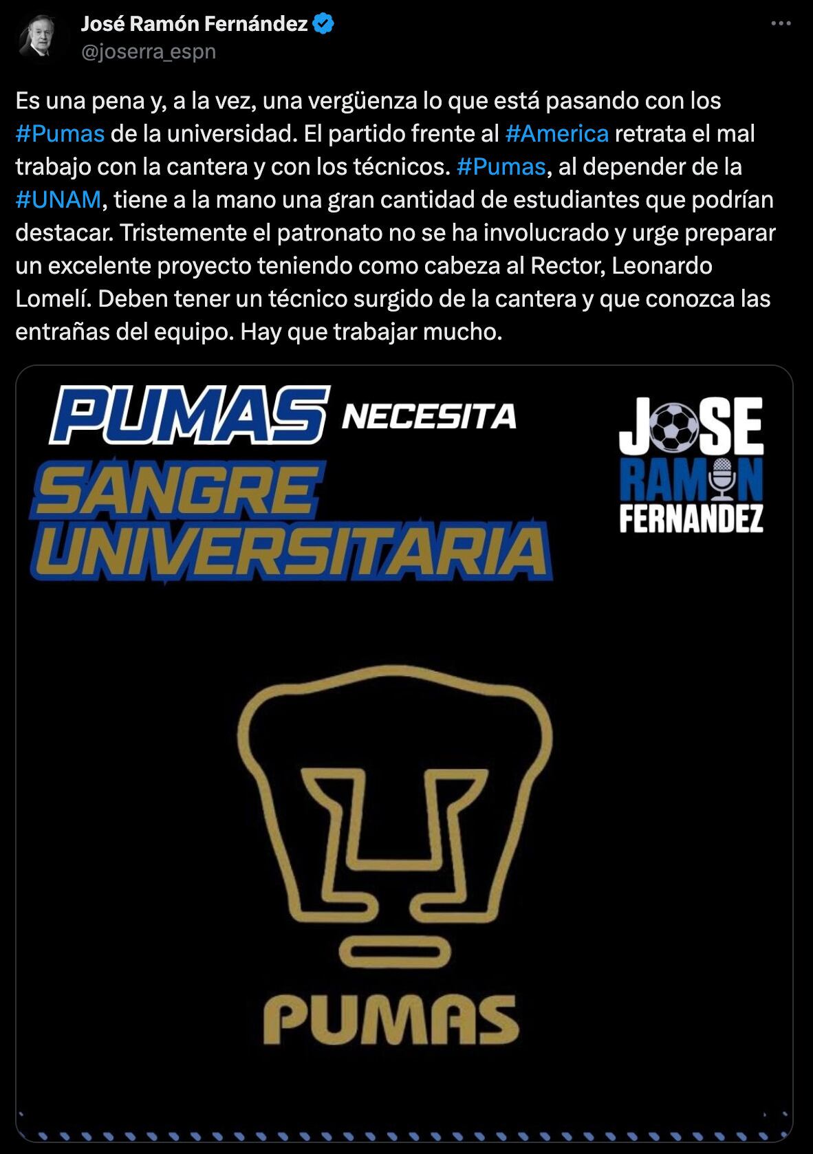 Tuit de José Ramón Fernández