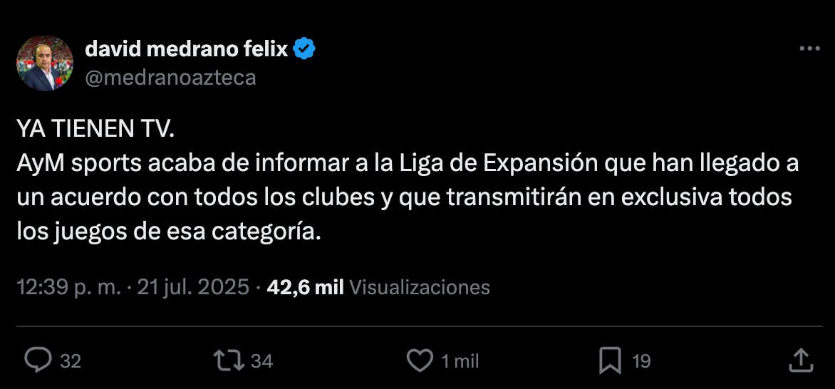 AyM sports transmitirá la Liga de Expansión MX