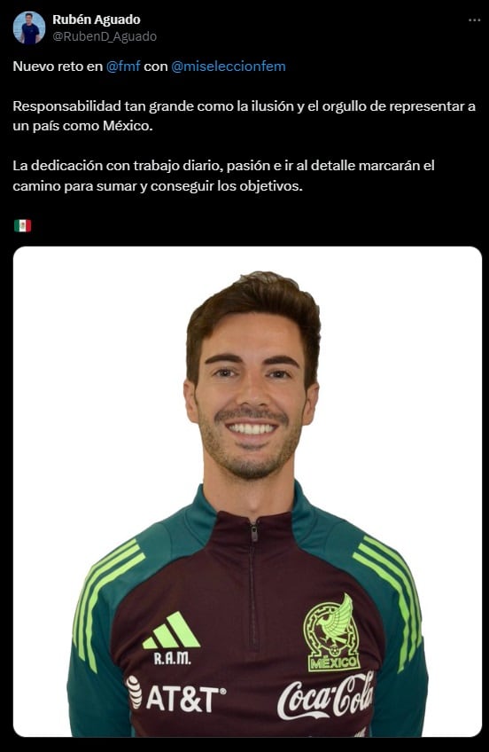 Rubén Aguado nuevo preparador físico de la Selección Mexicana Femenil.