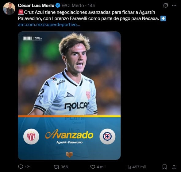 Lorenzo Faravelli es ofrecido a Necaxa