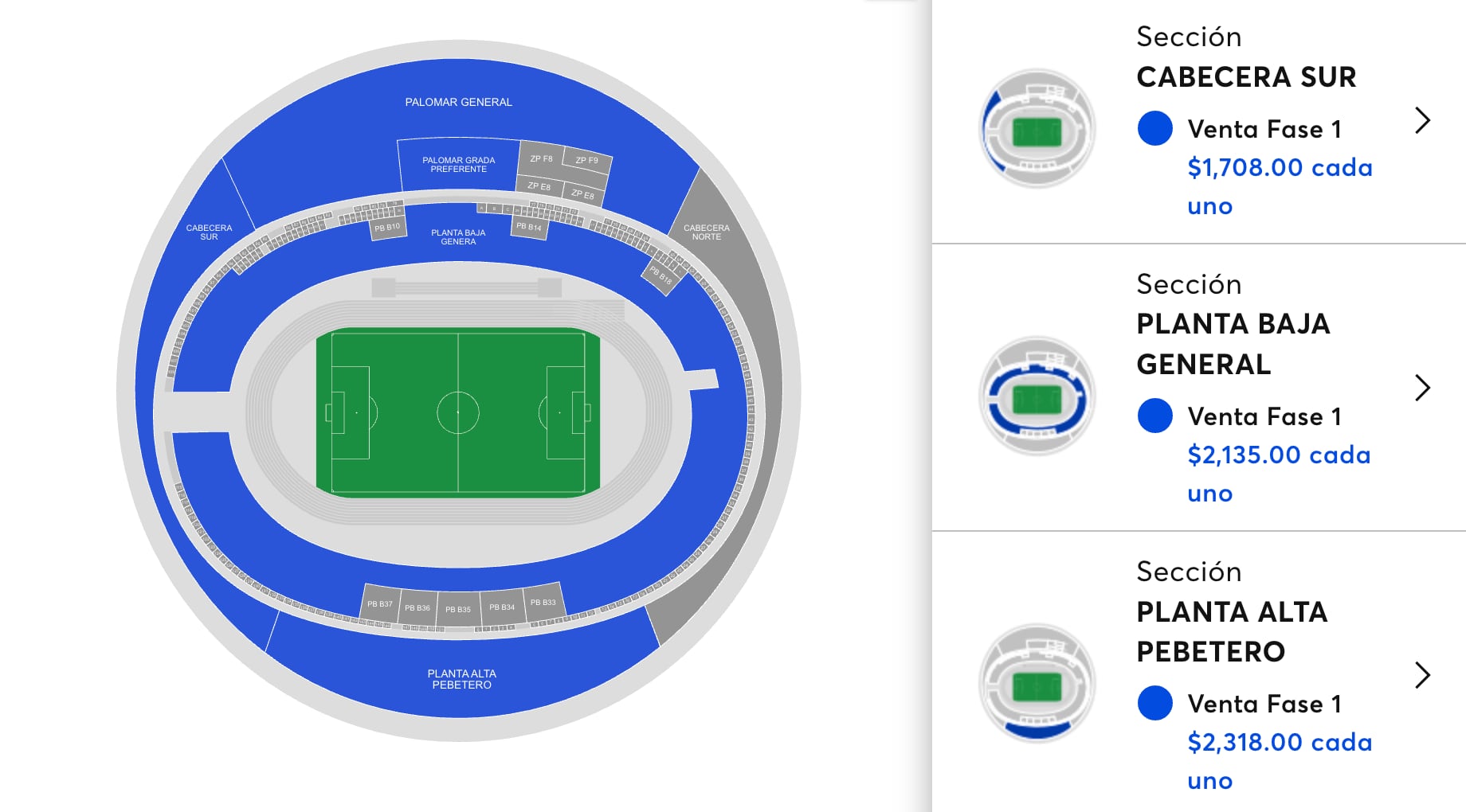 Precios de los boletos del Cruz Azul vs Vancouver