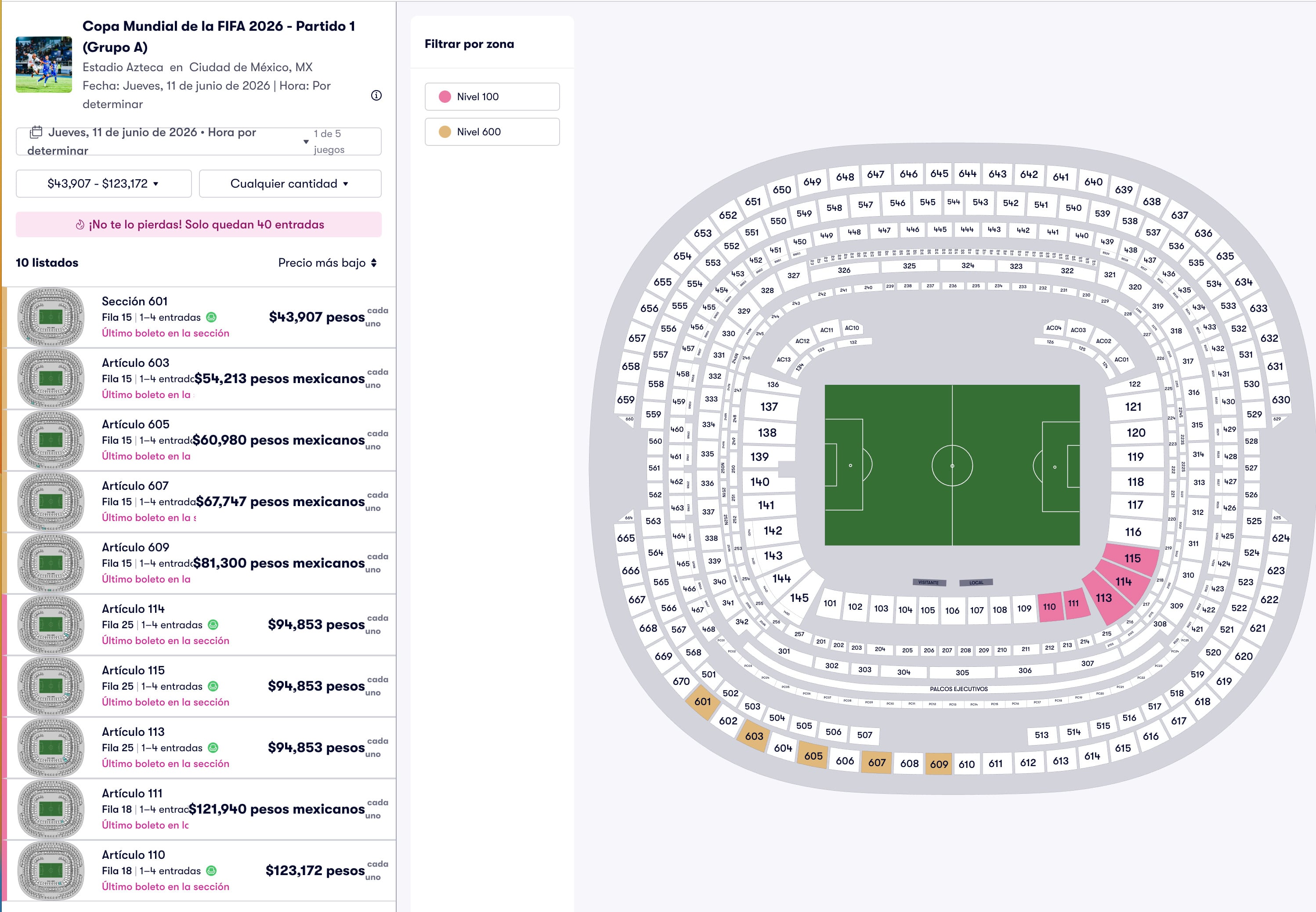 Boletos para el Mundial 2026.