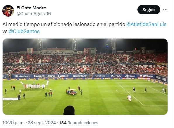 Fan termina con fractura tras el show de medio tiempo en el Atlético San Luis