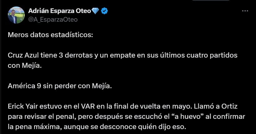Tweet de Adrián Esparza