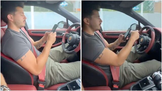 Alan Mozo conduciendo mientras usa el celular