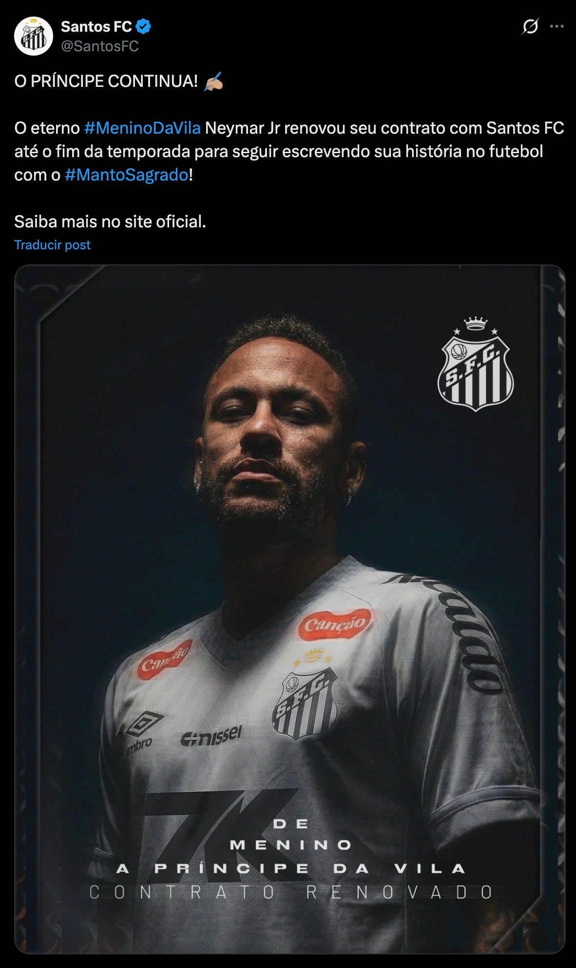 Santos FC renovó a Neymar