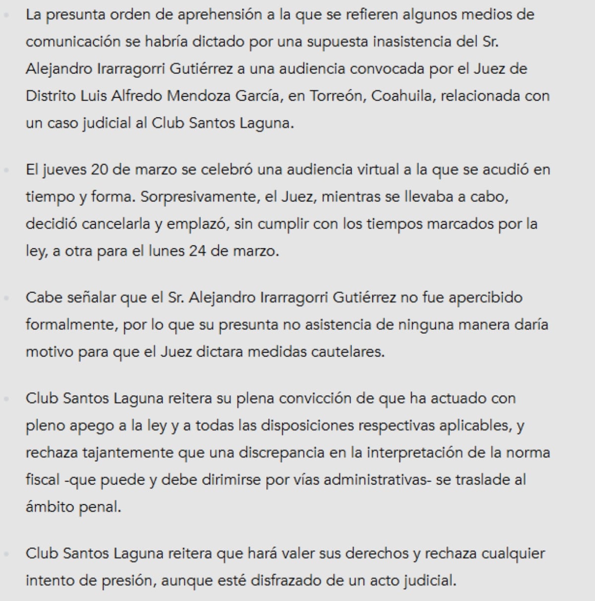 Así se pronunció Santos sobre la orden de aprehensión dictada contra Alejandro Irarragorri.