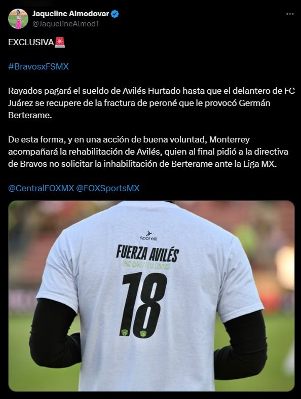 Rayados pagaría el sueldo de Avilés Hurtado.