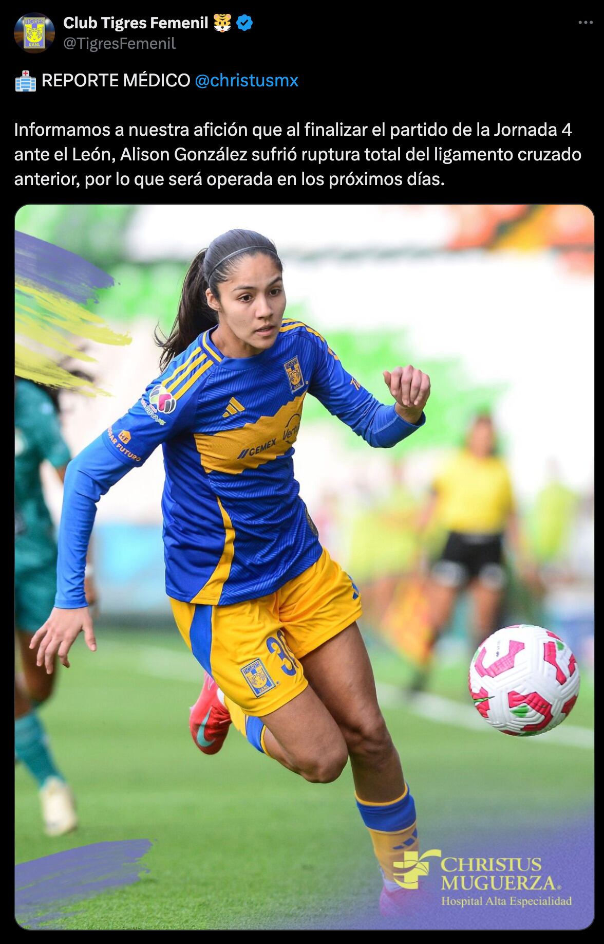 Alison González sufre lesión con Tigres