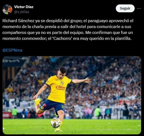 Richard Sánchez se despide del Club América