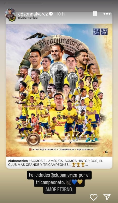 Felicitación de Edson Álvarez al América