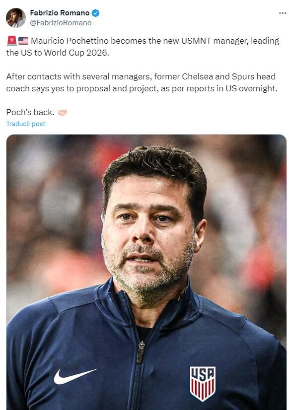 Mauricio Pochettino será nuevo DT de Estados Unidos