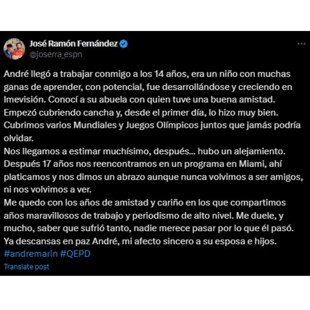 La despedida de José Ramón Fernández a André Marín