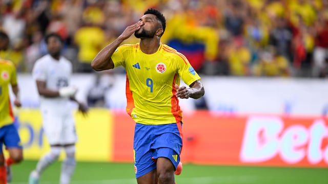 Miguel Borja con la selección de Colombia.