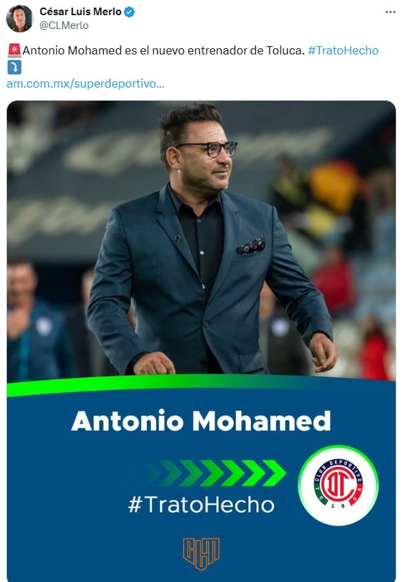 Turco Mohamed llega a Toluca