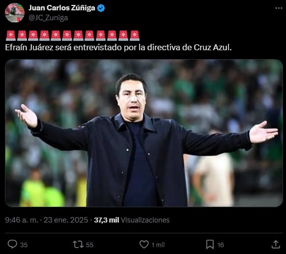 Efraín Juárez, candidato para Cruz Azul