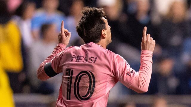 Lionel Messi tras anotarle al Philadelphia Union en la MLS.