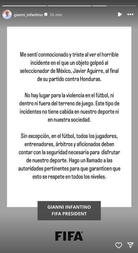 Comunicado de Gianni Infantino