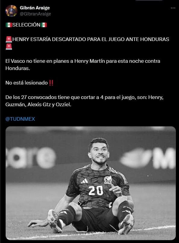 Descartados para el México vs Honduras