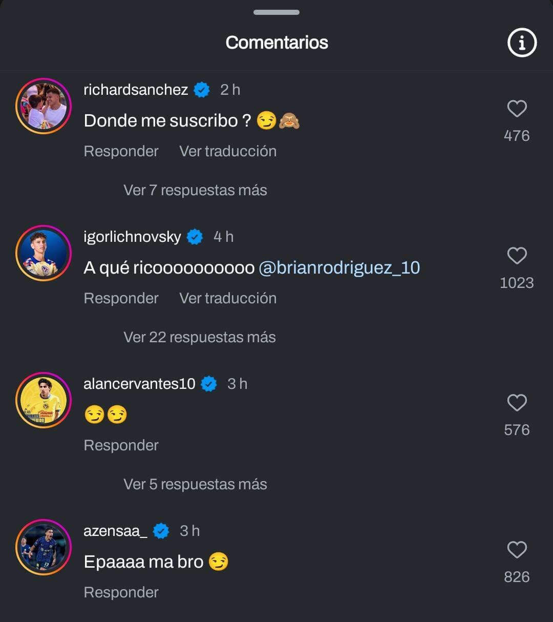 Comentarios de jugadores del América.