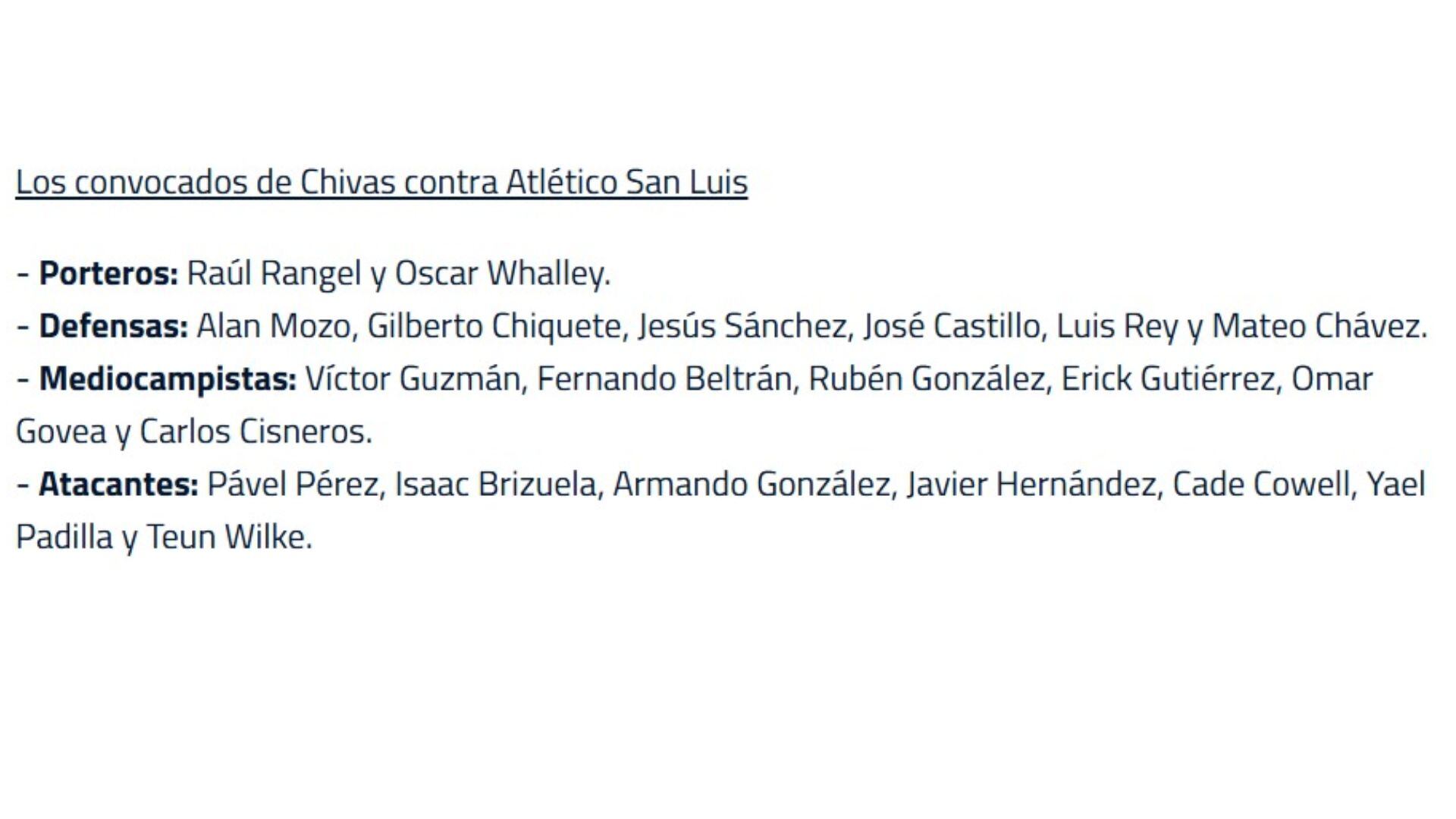 Chicharito Hernández, convocado para el Chivas vs Atlético de San Luis.