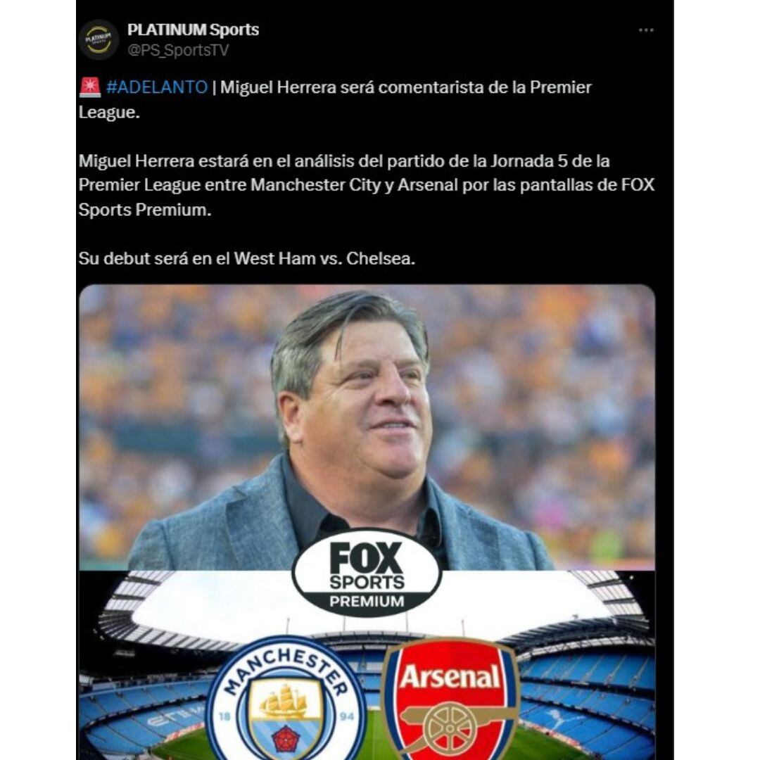 ¡Debuta como analista! Miguel Herrera se estrenará en la Premier League.