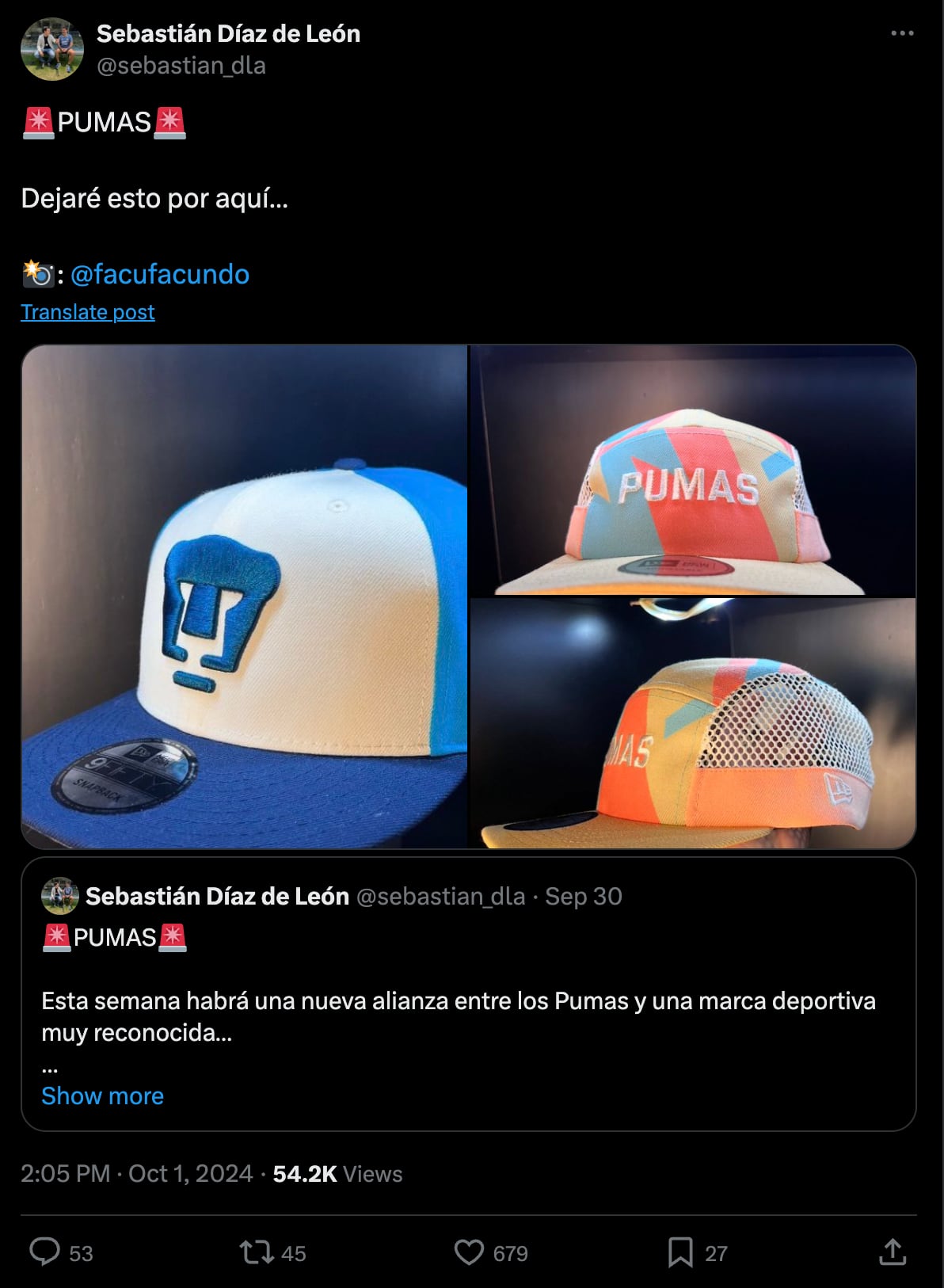 Club Pumas y New Era lanzarán una colección de gorras