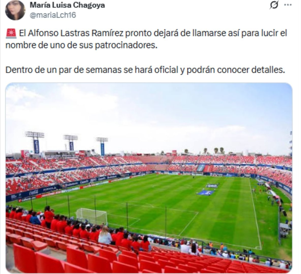 Estadio Alfonso Lastras cambiará de nombre.