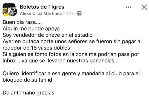 Denuncia del vendedor de cervezas.