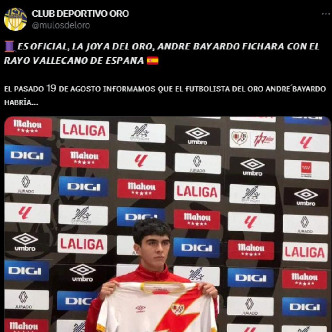 Kristen André Bayardo jugará para el Rayo Vallecano.