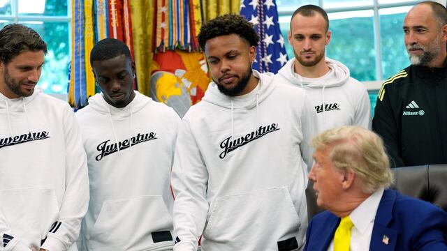 Donald Trump con los futbolistas de la Juventus.