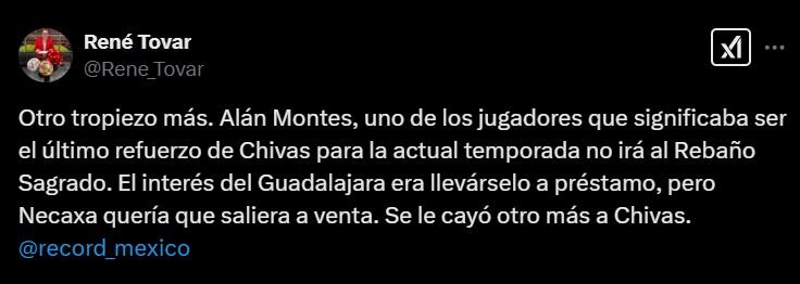 Se cayó la negociación por Alan Montes