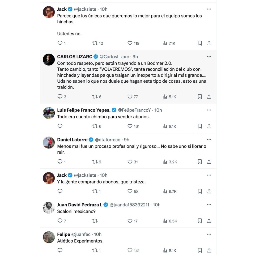 Comentarios de los fans de Atlético Nacional contra Efraín Juárez.