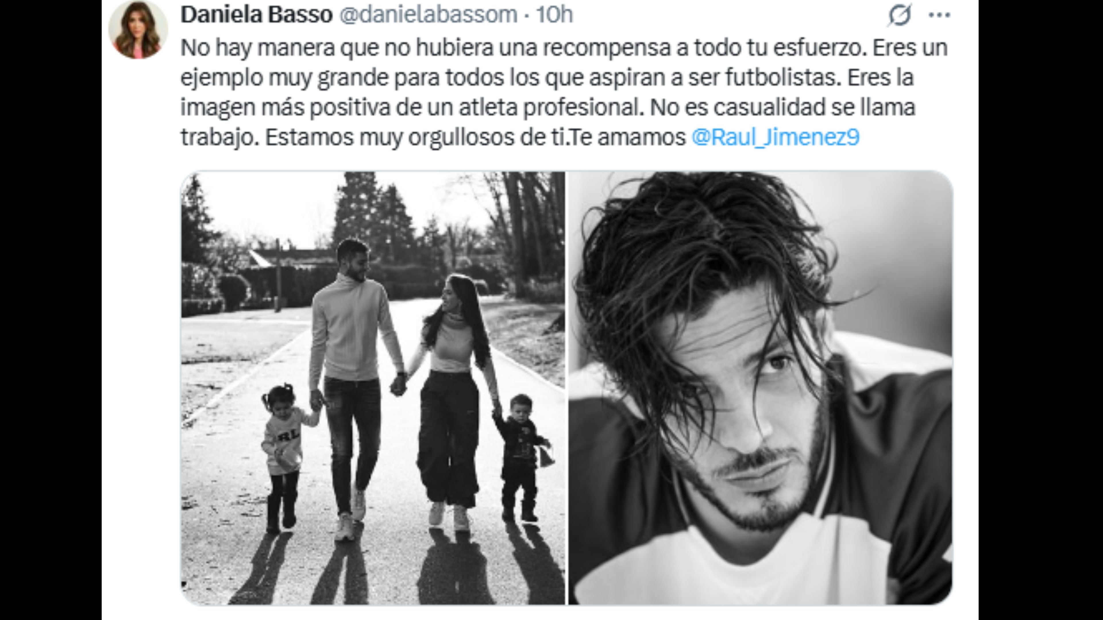 Mensaje de Daniela Basso a Raúl Jiménez.