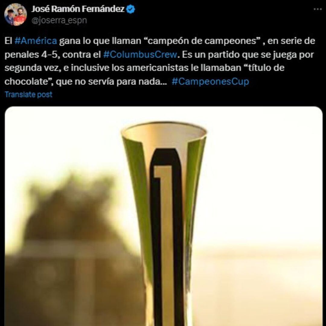 José Ramón Fernández sobre la Campeones Cup