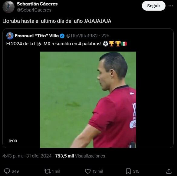 Respuesta de Sebastián Cáceres a Tito Villa
