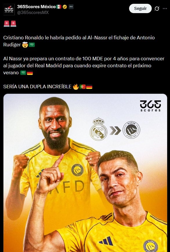 Cristiano Ronaldo le quitaría un crack al Real Madrid para el Al-Nassr