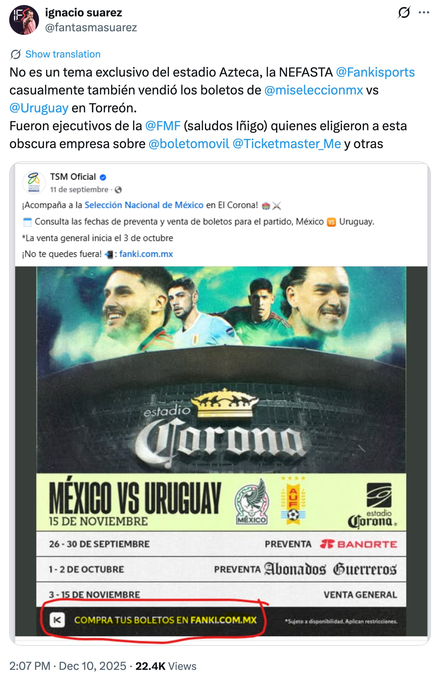 Fantasma Suárez critica a Fanki.