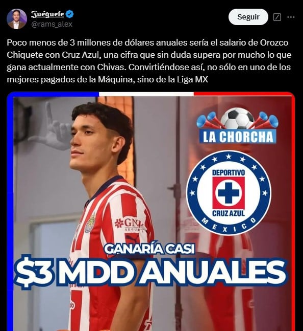 Sueldo de Jesús Orozco Chiquete en Cruz Azul
